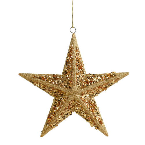 5.5" Gold Star Shaped Glittered Christmas Ornament - IMAGE 1