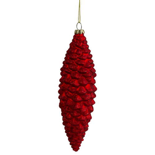 7.25" Red Pine Cone Glass Christmas Ornament - IMAGE 1
