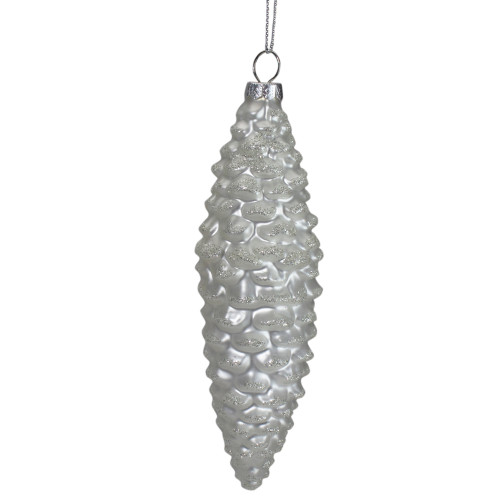 6" White Frosted Pine Cone Christmas Ornament - IMAGE 1