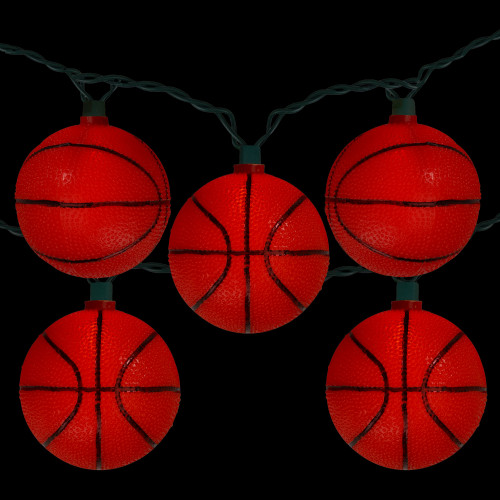 10ct Basketball Sport Christmas Novelty Light Set - 11.5 ft Green Wire - IMAGE 1