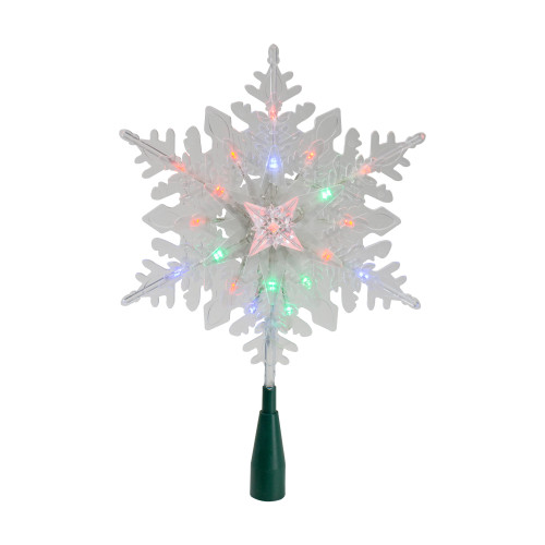 15" Lighted Three Dimensional Snowflake Christmas Tree Topper - Multi Colored Lights - IMAGE 1