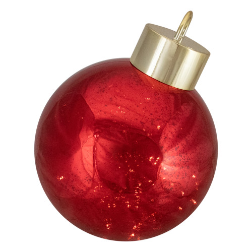 12-Inch Lighted Gold and Red Christmas Ornament Table Piece - IMAGE 1