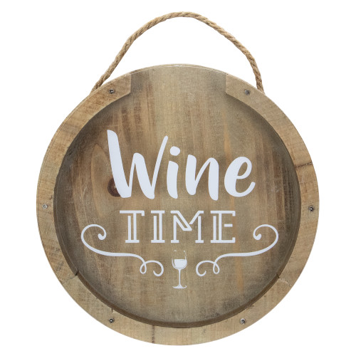 12” Round Wine Time Cork Collector Wooden Hanging Wall Decoration - IMAGE 1
