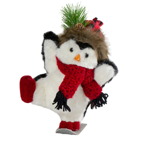 9" Plush Snowboarding Penguin Tabletop Christmas Figure - IMAGE 1