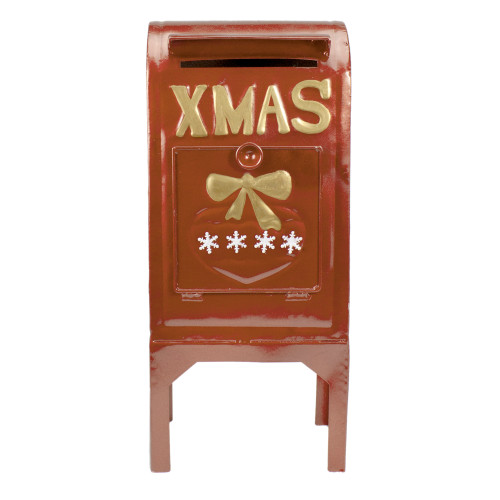 16" Orange Metal Mailbox Christmas Tabletop Decoration - IMAGE 1