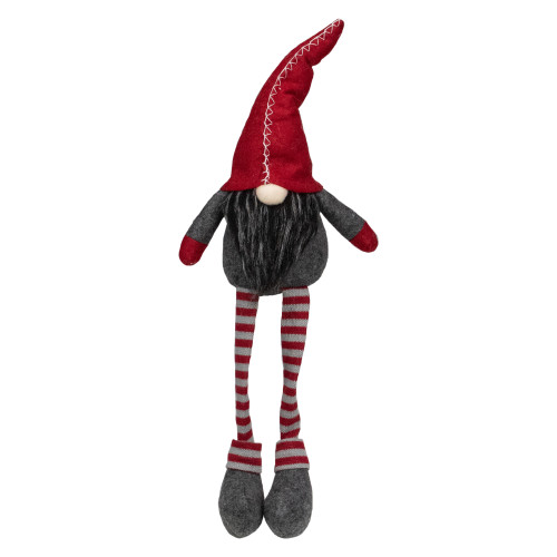 22" Red and Gray Sitting Christmas Gnome Decoration - IMAGE 1