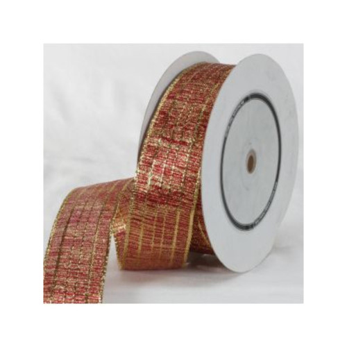 Pack of 2 Red and Gold Wired Ribbon 1.5 x 27 Yards - IMAGE 1