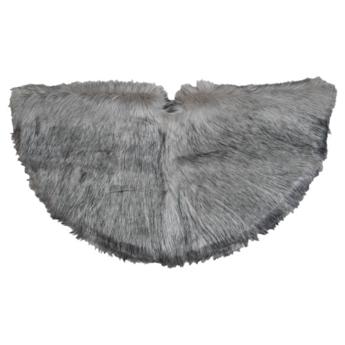 36" Beige and Gray Plush Faux Fur Christmas Tree Skirt - IMAGE 1