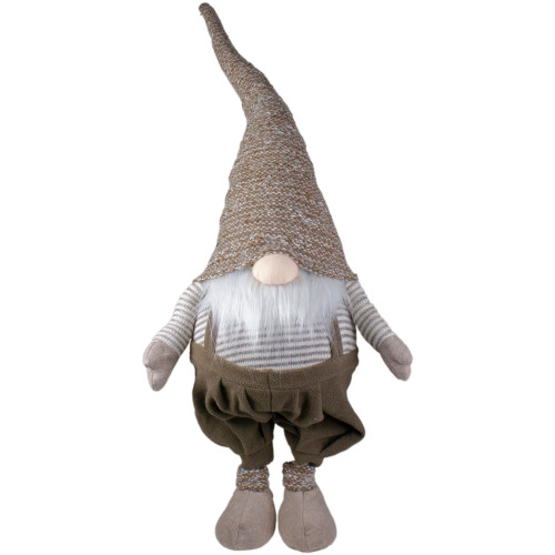 Tall Standing Swaying Christmas Gnome - 34" - Brown and White - IMAGE 1