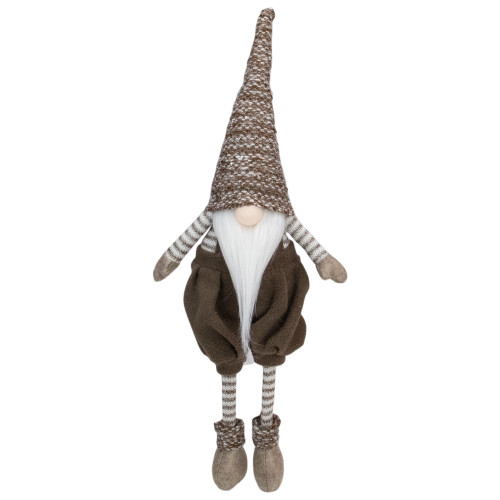 Sitting Gnome with Striped Dangling Legs Christmas Figure - 18.5" - Brown - IMAGE 1