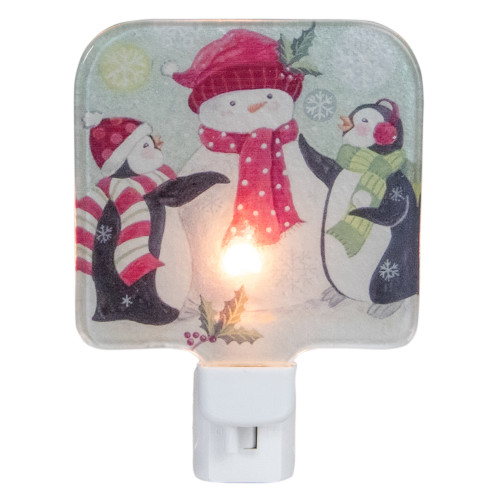 Snowman and Penguins Glass Christmas Night Light - 4" - IMAGE 1
