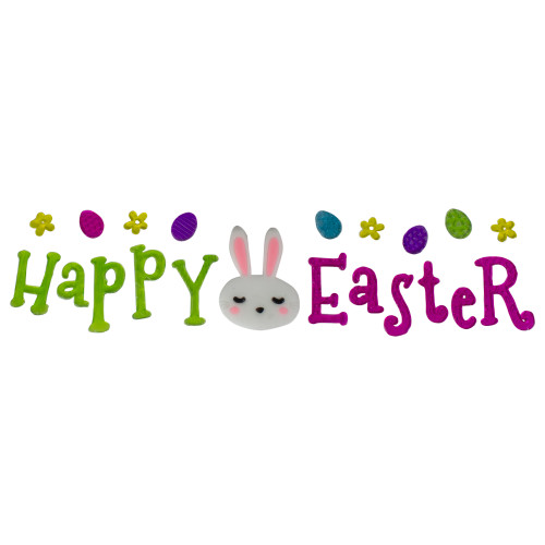 21-Piece Pink and Green Happy Easter Spring Gel Window Clings - IMAGE 1