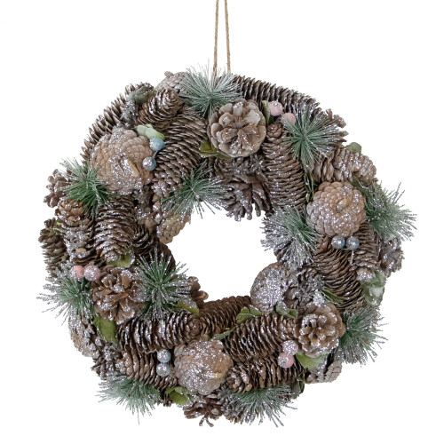 Glittered Pine Cones and Berries Artificial Christmas Wreath, 13-Inch, Unlit - IMAGE 1