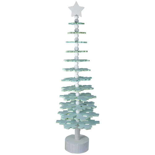 Bead and Snowflake Cutout Christmas Tree with Star Topper Decoration - 23" - Green - IMAGE 1