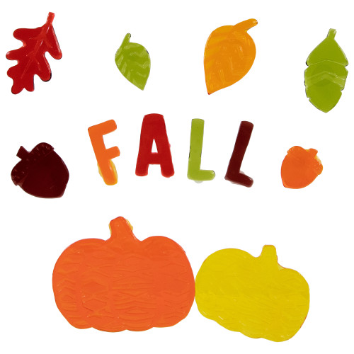 12-Piece Fall Leaves and Pumpkins Thanksgiving Gel Window Clings - IMAGE 1