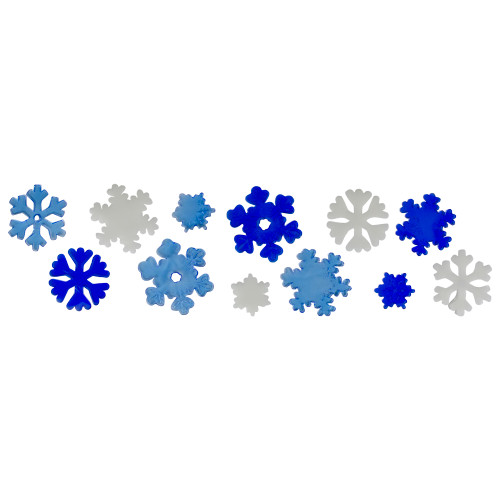12-Piece Blue and White Snowflake Gel Christmas Window Clings - IMAGE 1