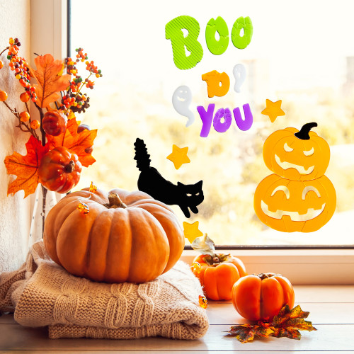 Boo To You Halloween Gel Window Clings - 14-Piece - IMAGE 1