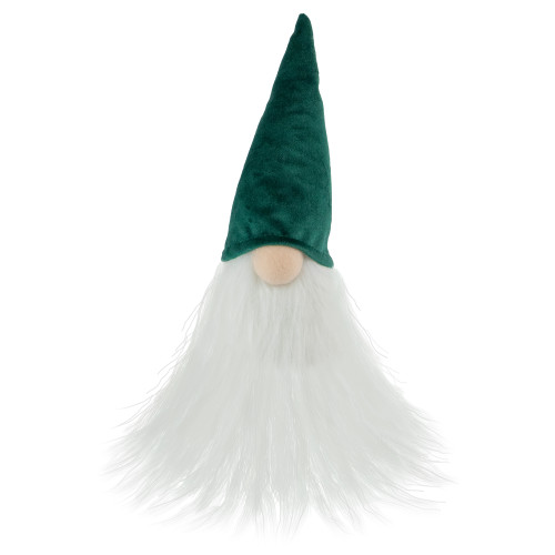 Pointy Hat Gnome Christmas Decoration - 8" - Dark Green and White - IMAGE 1