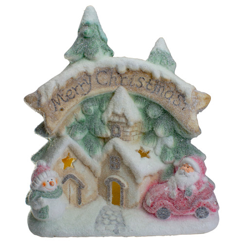 LED Lighted Snowy Winter Village "Merry Christmas" Decoration - 16.5" - IMAGE 1
