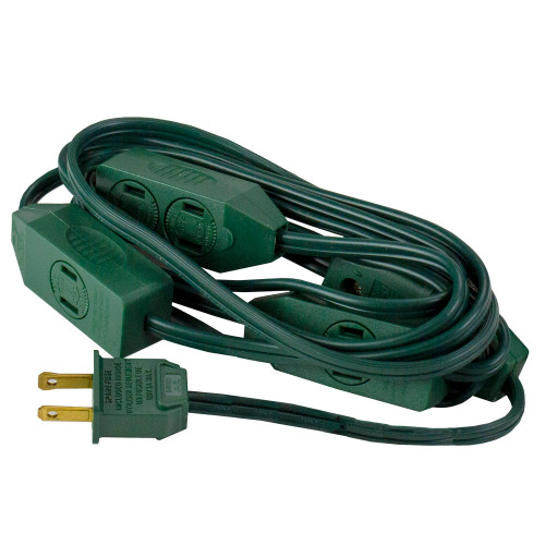 Indoor Extension Power Cord with 9-Outlets and Foot Switch - 9' - Green - IMAGE 1