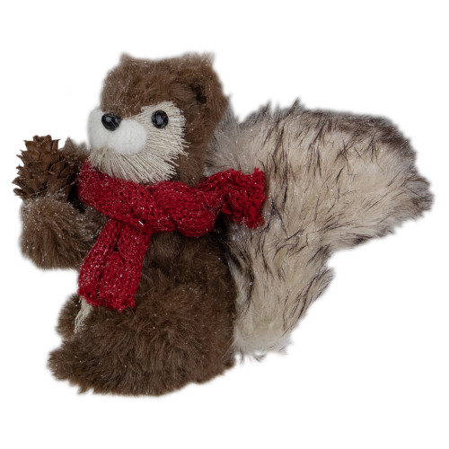 6" Standing Squirrel with Pinecone and Red Scarf Tabletop Christmas Figurine - IMAGE 1