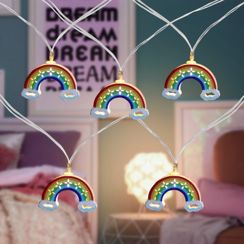 LED Rainbows and Clouds Indoor Outdoor Patio Light Set - 3.25' Clear Wire - 10ct - IMAGE 1