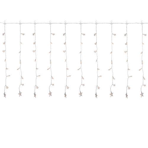 LED Stars Curtain Christmas Lights - Warm White - 7.5' Clear Wire - 120ct - IMAGE 1