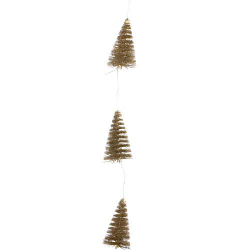 LED Lighted Battery Operated Mini Sisal Tree Christmas Garland - 8' - Gold - Warm White - IMAGE 1