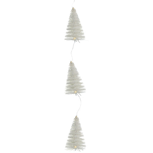 LED Lighted Battery Operated White Mini Sisal Tree Christmas Garland - 6.5' - Warm White Lights - IMAGE 1