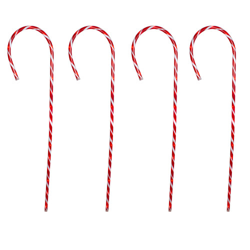 Set of 4 Red and White Striped Candy Cane Stakes Christmas Outdoor Decor 60" - IMAGE 1