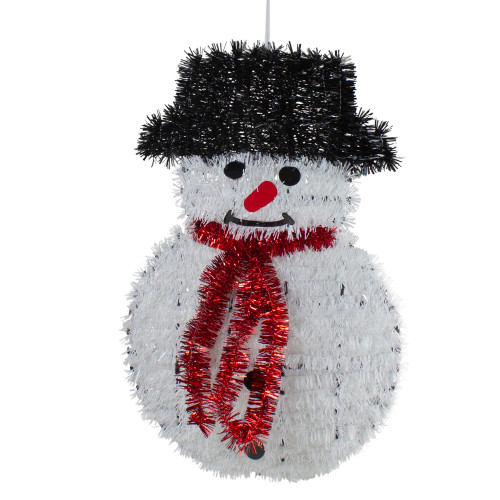 19" Tinsel Snowman Christmas Window Decoration - IMAGE 1