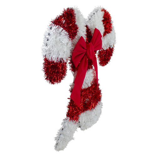 Tinsel Candy Cane Christmas Window Decoration - 19" - Red & White ...
