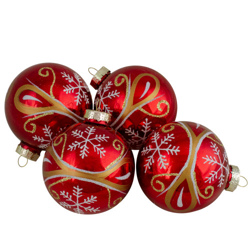 4ct Red and Gold Glass Hanging Christmas Ball Ornaments 2.5-Inch (67mm) - IMAGE 1