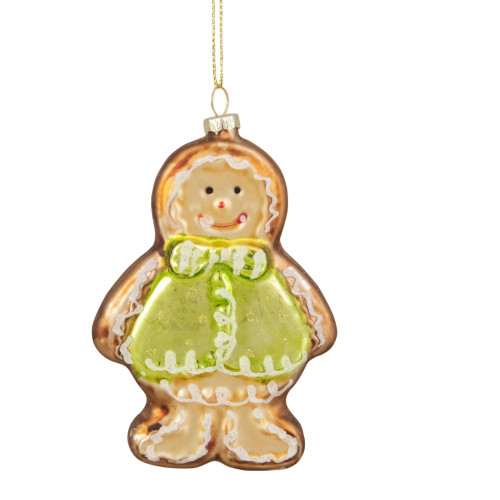 4.25-Inch Bronze and Brown Glass Gingerbread Christmas Ornament - IMAGE 1