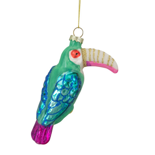 4.75" Multi-Colored Glass Toucan Christmas Ornament - IMAGE 1