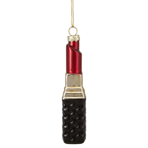 4.75" Red Lipstick Glass Christmas Ornament - IMAGE 1