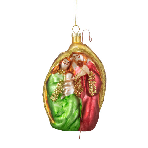 6" Religious Holy Family Glass Nativity Christmas Ornament - IMAGE 1