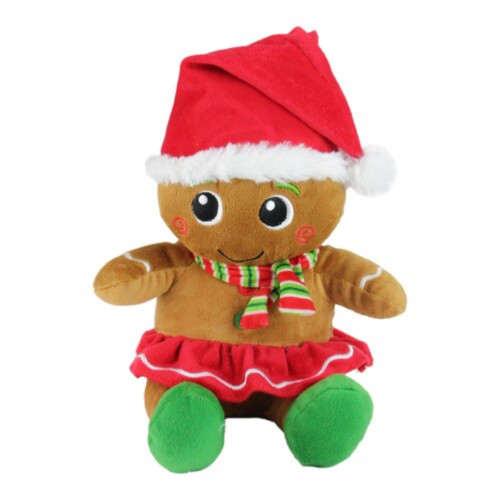 Plush Sitting Gingerbread Girl Christmas Figure - 11" - IMAGE 1