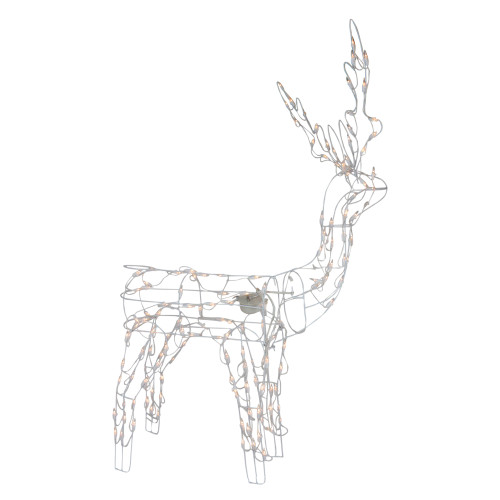 48-Inch Lighted White Standing Reindeer Animated Outdoor Christmas ...