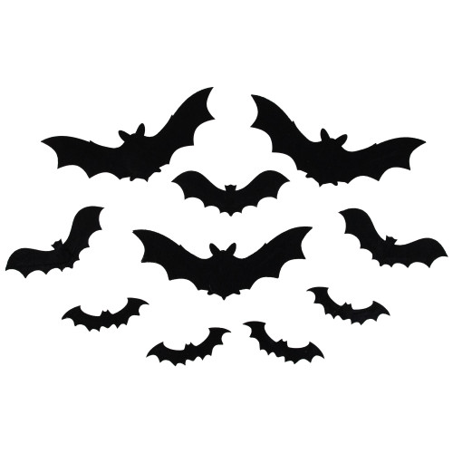 Halloween Posable Felt Bats - 12" - Black - Set of 10 - IMAGE 1