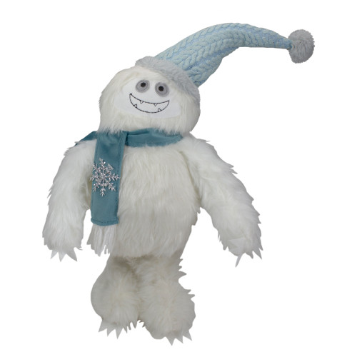 23-Inch Plush White and Blue Standing Tabletop Yeti Christmas Figure - IMAGE 1