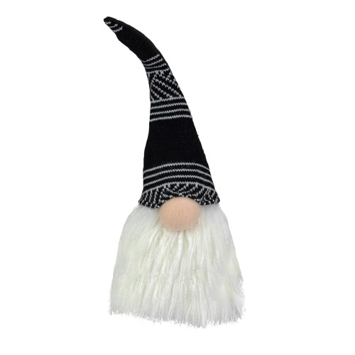 Plush Sitting Christmas Gnome with Long Beard Decoration - 12" - Black and White - IMAGE 1