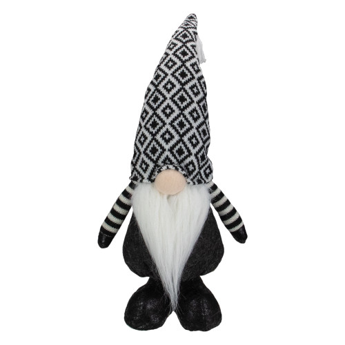 Plush Knit Gnome Christmas Figure - 17" - Black and White - IMAGE 1