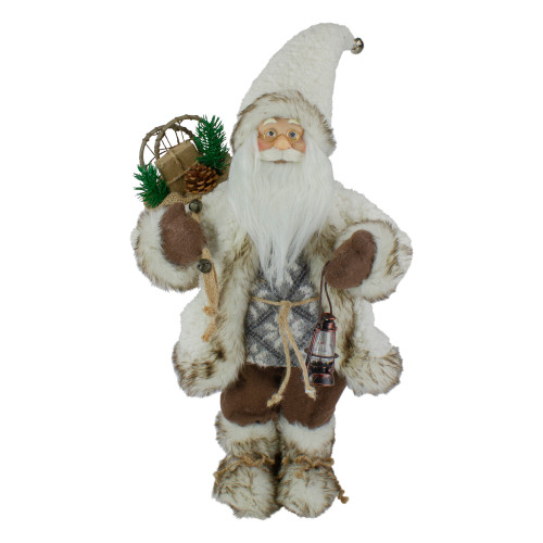 12" Snow Lodge Santa Christmas Figure with Lantern - IMAGE 1