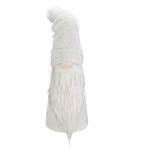 20" LED Lighted White Knit Gnome Christmas Figure - IMAGE 1