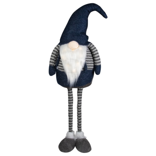 LED Lighted Extendable Gnome Christmas Figure - 41" - Blue and Gray - IMAGE 1