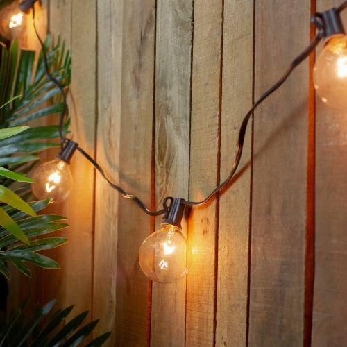 G50 Globe Indoor Outdoor Patio Lights - Clear - 19' Black Wire - 20ct - IMAGE 1