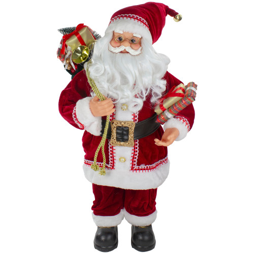 2' Standing Curly Beard Santa Christmas Figure with Presents - IMAGE 1