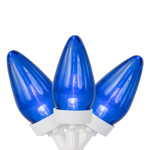 LED C7 Christmas Lights - Blue - 16' White Wire - 25ct - IMAGE 1