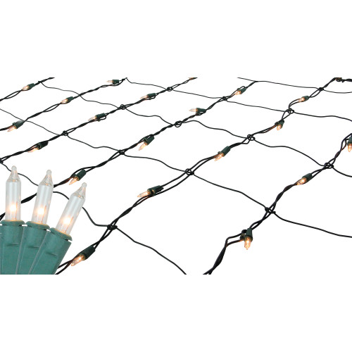 Mini Net Style Christmas Lights - 4' x 6' - Clear - Green Wire - IMAGE 1